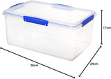 Tarro para almacenamiento de alimentos KLIP IT System | 9,67 litros | tarro de almacenamiento apilable y hermético con tapa, apto para frigorífico/congelador | Plástico sin BPA | clips azules | 1 pieza (paquete de 4) cajas de almacenamiento de alimentos Naty Shop