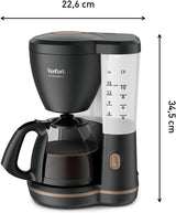 Tefal Cafetera espresso con filtro Includeo, Cafetera espresso extremadamente fácil de usar, Apta para diestros y zurdos, Apertura automática de la tapa, 1,25 L, 10 a 15 tazas, CM533811