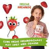 FRECHE FREUNDE Chips de frutas de fresa orgánicos, chips de frutas liofilizadas, frutas secas en rodajas naturales sin azúcar añadido, vegano, sin lactosa, sin gluten, paquete de 12 (12 x 12 g)