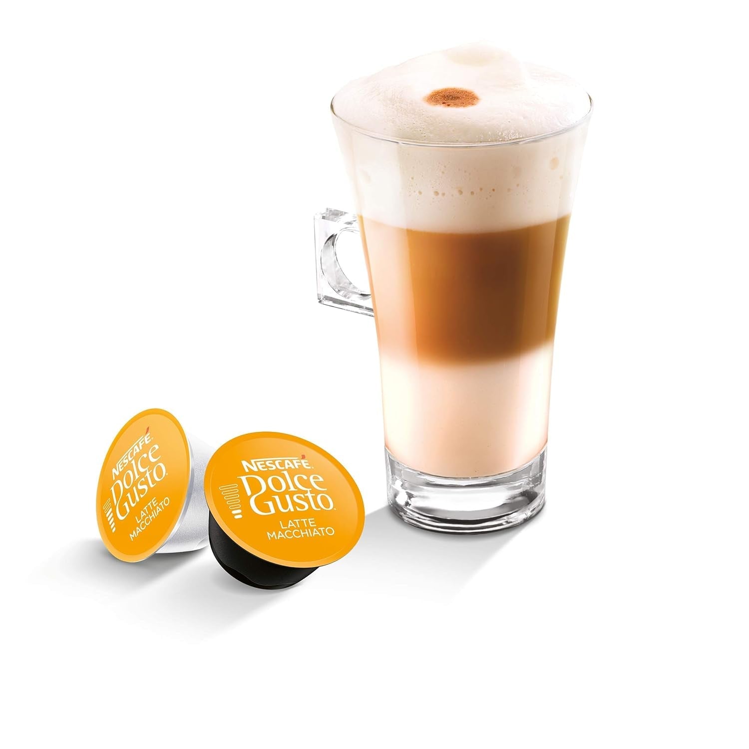 NESCAFÉ Dolce Gusto Latte Macchiato, 48 Kaffeekapseln, Aromatischer Espresso, 3-Schichten - Köstlichkeit aus feinem Milchschaum, Aromaversiegelte Kapseln, paquete de 6 (3x16 Kapseln)