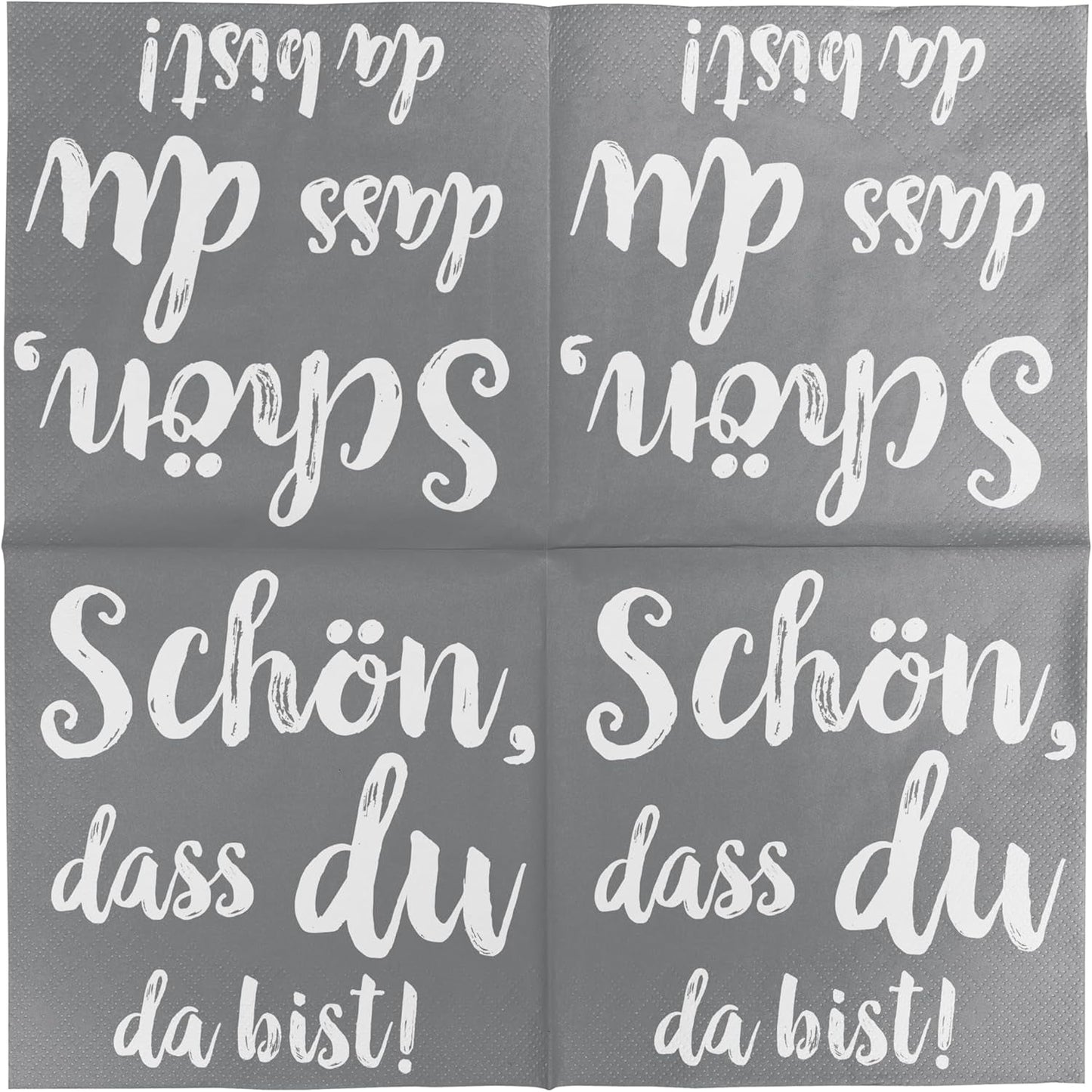 Servilletas de cóctel HEKU 'Schön Dass Du Da Bist', 3 capas, 25X25Cm, 150 piezas I Diseño elegante I Ideal para celebraciones I Prácticamente embalado