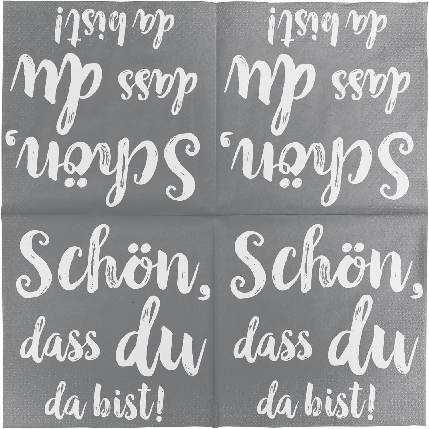 Servilletas de cóctel HEKU 'Schön Dass Du Da Bist', 3 capas, 25X25Cm, 150 piezas I Diseño elegante I Ideal para celebraciones I Prácticamente embalado