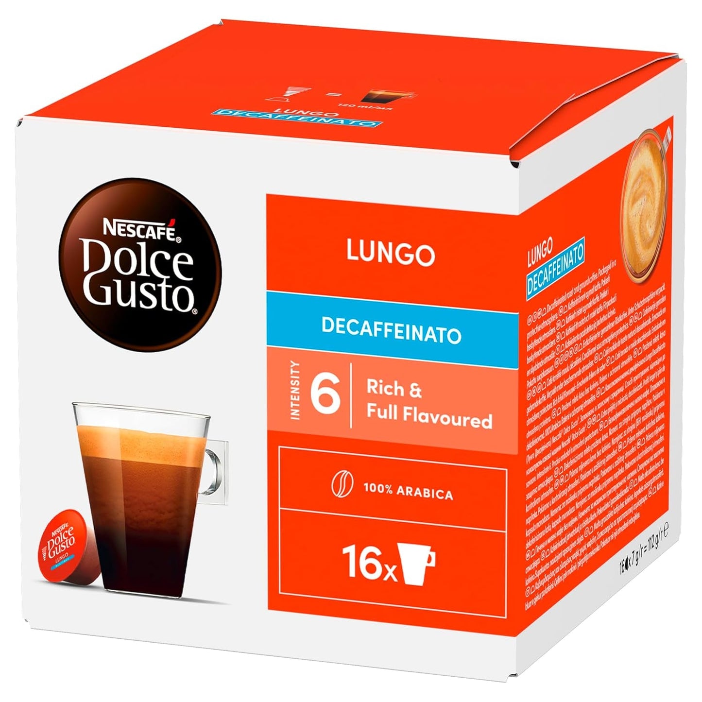 NESCAFÉ DOLCE GUSTO Lungo Café Descafeinado Cápsulas Pack 3er (3 x 16 Cápsulas)
