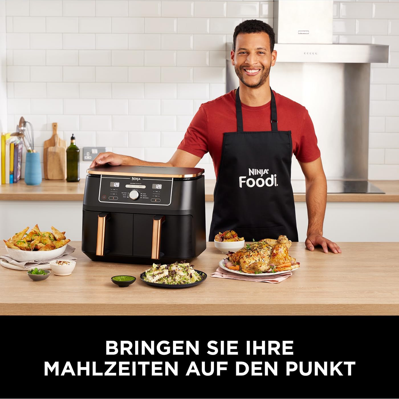 Ninja Foodi AF400EUCP MAX Freidora de Aire Doble Zona, Airfryer 9,5L, 2 Compartimentos, con Pinzas, Recubrimiento Antiadherente Electrodomésticos Naty Shop