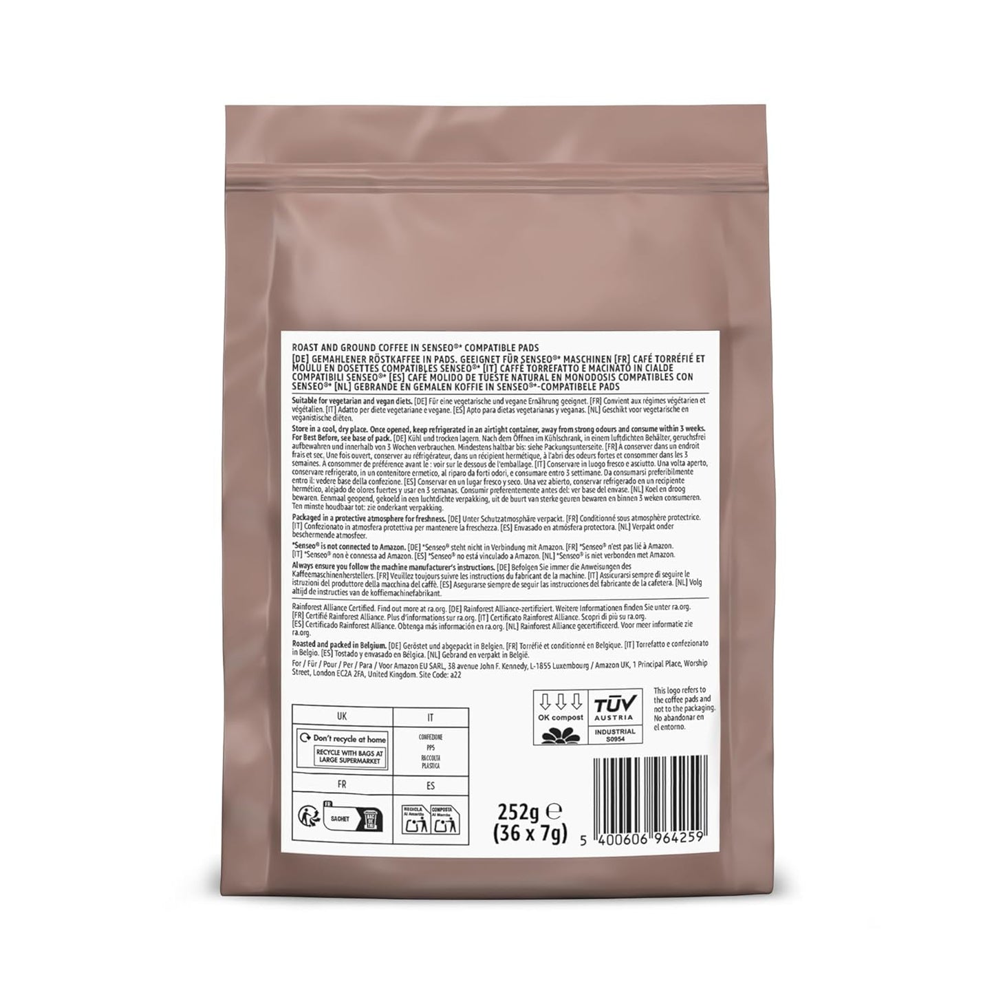 de Amazon Starke Pads, fabricados para Senseo-Maschinen, 36 piezas (1 paquete con 36 piezas) – Certificado Rainforest Alliance