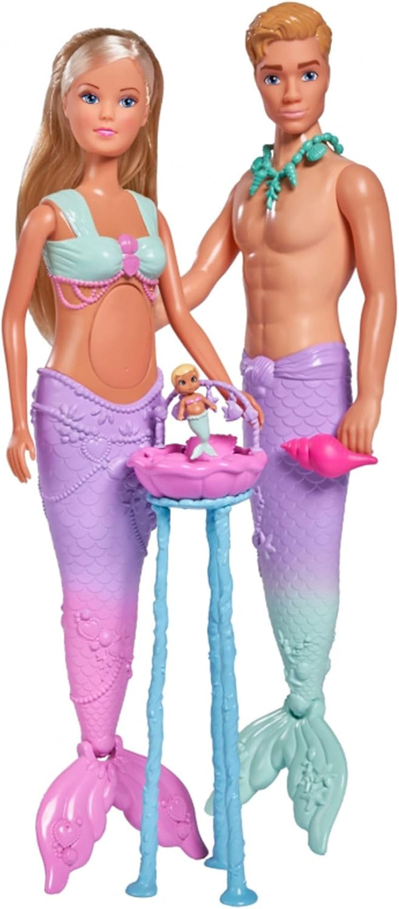 Simba 105733524 - Steffi Love Mermaid Family Muñeca Kevin Sirena Embarazada con Cuna 29 cm Muñecas de Moda Muñecas de Juego para 3 años en adelante
