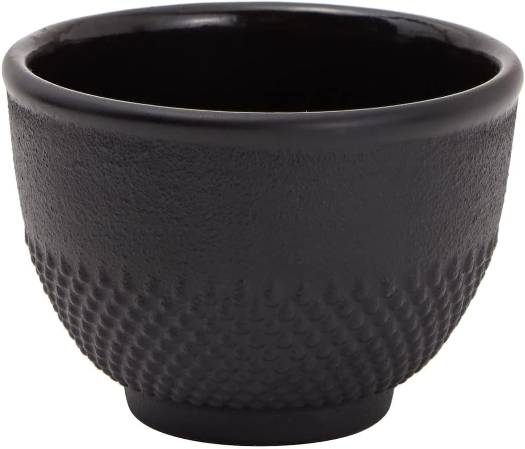 Juvale Juego de té japonés con tetera de hierro fundido (1200 ml), platillo y 2 tazas, juego de té estilo Tetsubin, negro