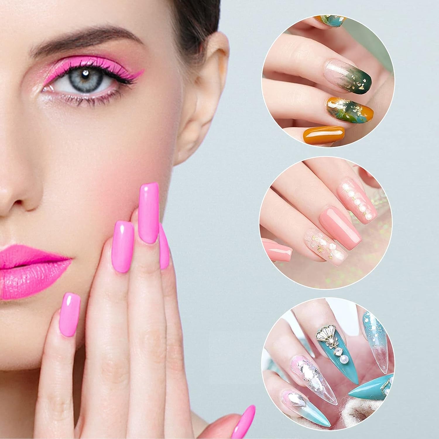 Juego de formas de uñas de 120 piezas, extensiones de uñas, formas de uñas de gel, juego de formas de uñas con cepillo de doble cabeza y lima de uñas con clips, para uñas de gel