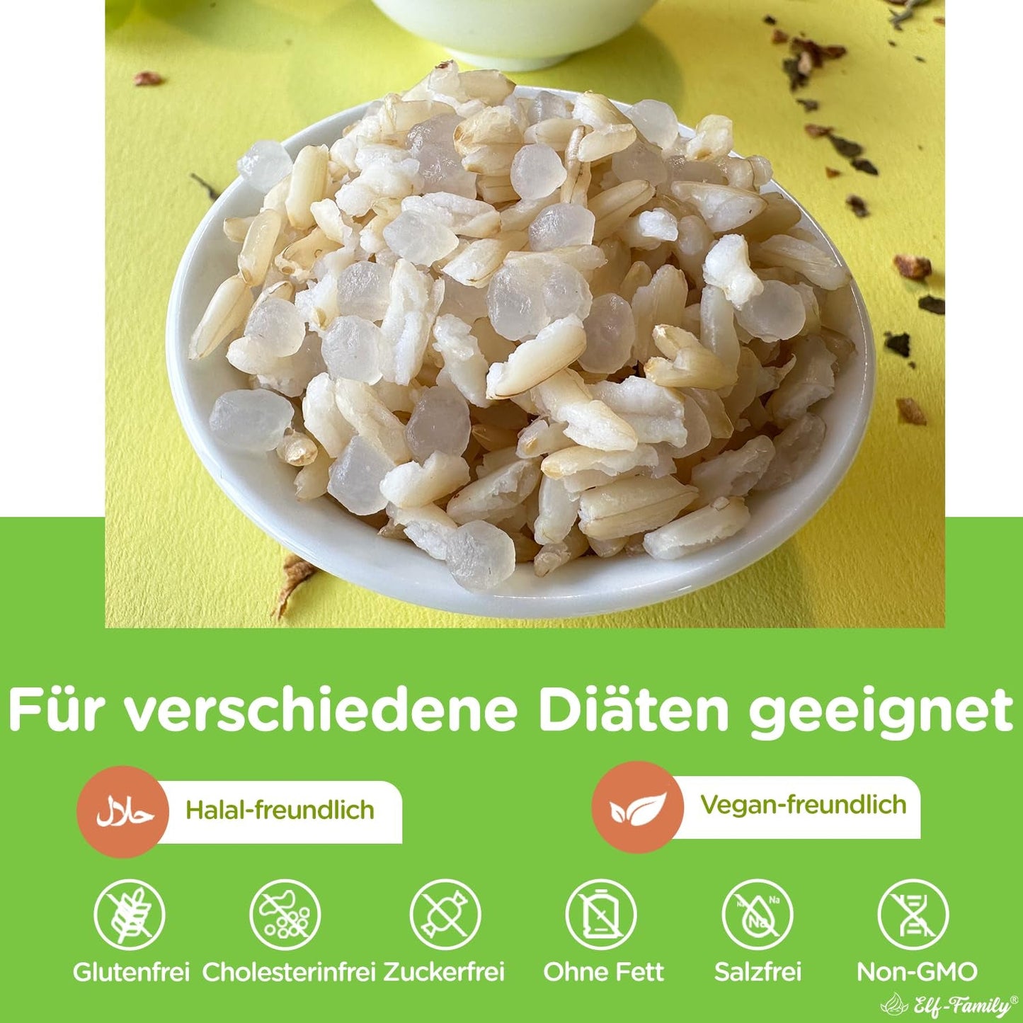 Elf-Family Konjak Reis Thai Brauner Shirataki Bowl -[Diätbox für 1 Wo.] - Instant Jasmin Reis - Fertiggerichte für Mikrowelle - Natürlich Superfoods Mikronährstoffe - Vegano/Bajo en carbohidratos/Fettfrei- Caja de 6 unidades