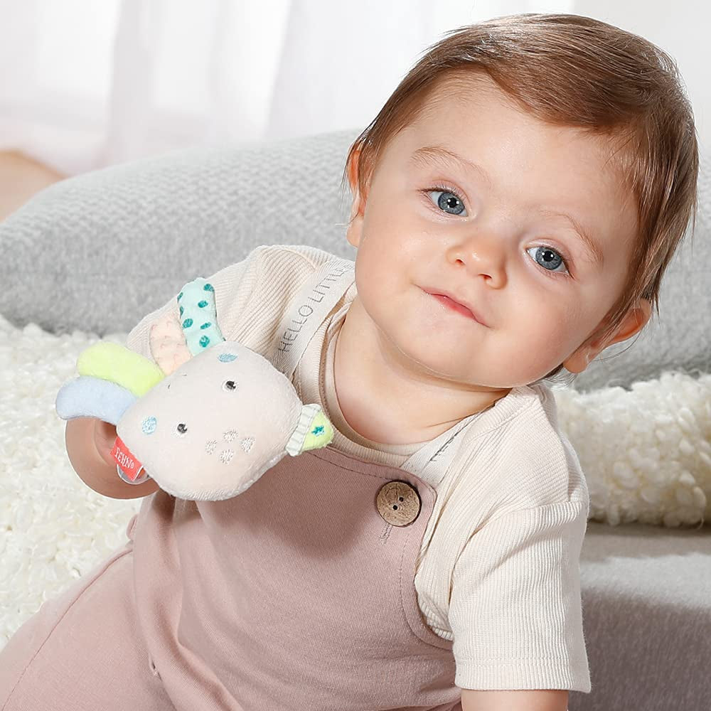 Fehn Octopus Toy Ring Bell - Sonajero, chirrido, juguete para sentir la motricidad - Peluche para bebés con tela suave - Juguete para bebés y niños pequeños a partir de 0 meses Baby Toys Naty Shop