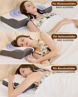 Almohada para el dolor de cuello, almohada ortopédica ergonómica para el cuello, almohada de espuma viscoelástica abdominal para la espalda lateral, almohada antironquidos para hombres y mujeres (62 * 34,5 * 12/8 CM) Almohadas ortopédicas cervicales Naty Shop