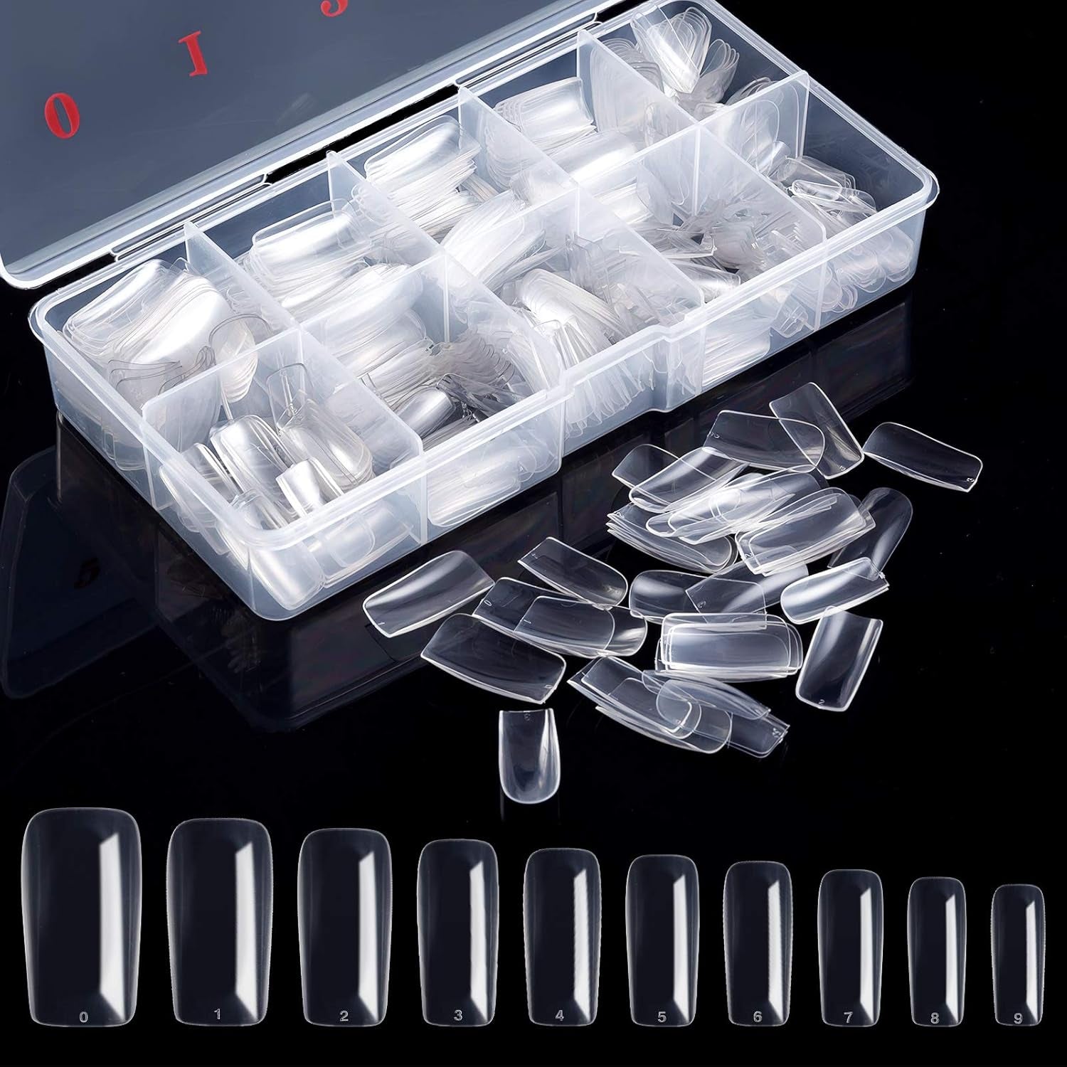500 Uds uñas artificiales postizas naturales puntas de uñas de ataúd de arte completo para mujeres y niñas