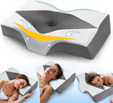 Almohada para el cuello de espuma viscoelástica Almohada ortopédica ergonómica para el dolor de cuello y hombros - Almohada refrescante para dormir de lado, boca arriba y boca abajo con soporte para el cuello Almohadas ortopédicas cervicales Naty Shop 03-Gris (63,5 cm * 40,6 cm * 10,7/13,2 cm) 03-Trigo (63,5 cm * 40,6 cm * 10,7/13,2 cm)