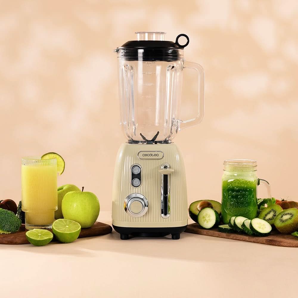 Cecotec Batidora amasadora Retro Power Negro Titanio Retroverde. 1200W Maximale Leistung, 2 Geschwindigkeiten, 4-Klingen-Messer Mit Schwarzer Titanbeschichtung Und 1.5L Krug, Vintage-Design in Grün Kitchen Naty Shop