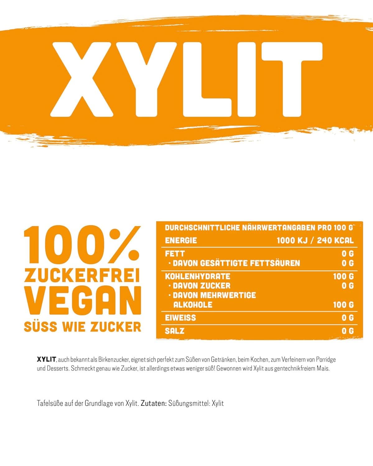 Xilitol premium con poder edulcorante 1:1 respecto al azúcar, 1kg Edulcorantes Naty Shop