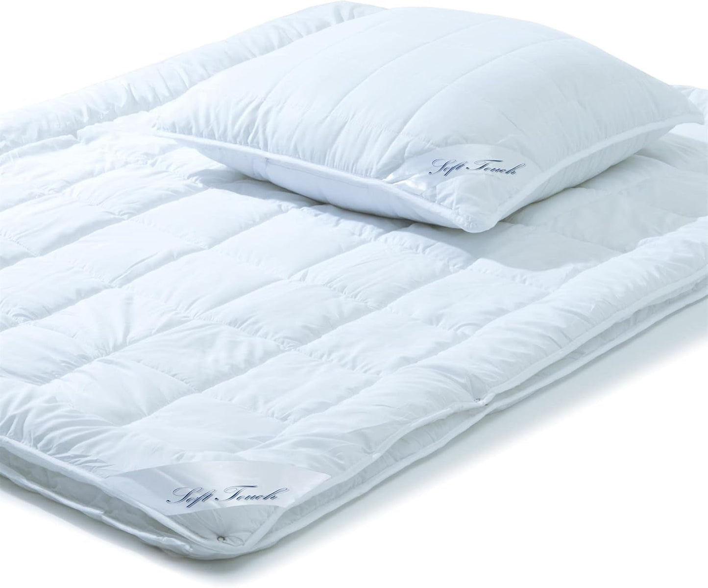 Aqua-Textil Juego Soft Touch Infantil Edredón 100 X 135 Cm 250G Y 350G con Almohada 40 X 60 Cm Edredón 150G 4 Estaciones Climatizador Oeko-Tex Edredones y Edredones Naty Shop 155X220 Cm + 1X 80X80 Cm 4 Estaciones
