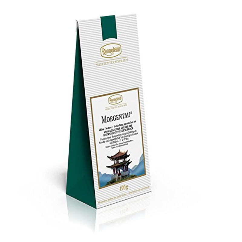 Ronnefeldt, té verde aromatizado con mango y cítricos, 100 g, paquete de 4