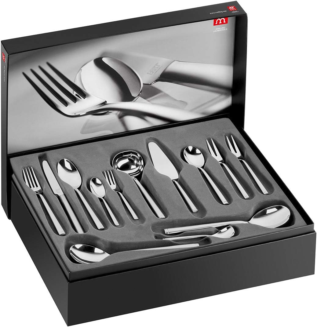 ZWILLING Senses Juego de Cubiertos 68 Piezas para 12 Acero Inoxidable 18/10/Hoja de Acero Premium Acabado Mate Plata Naty Shop