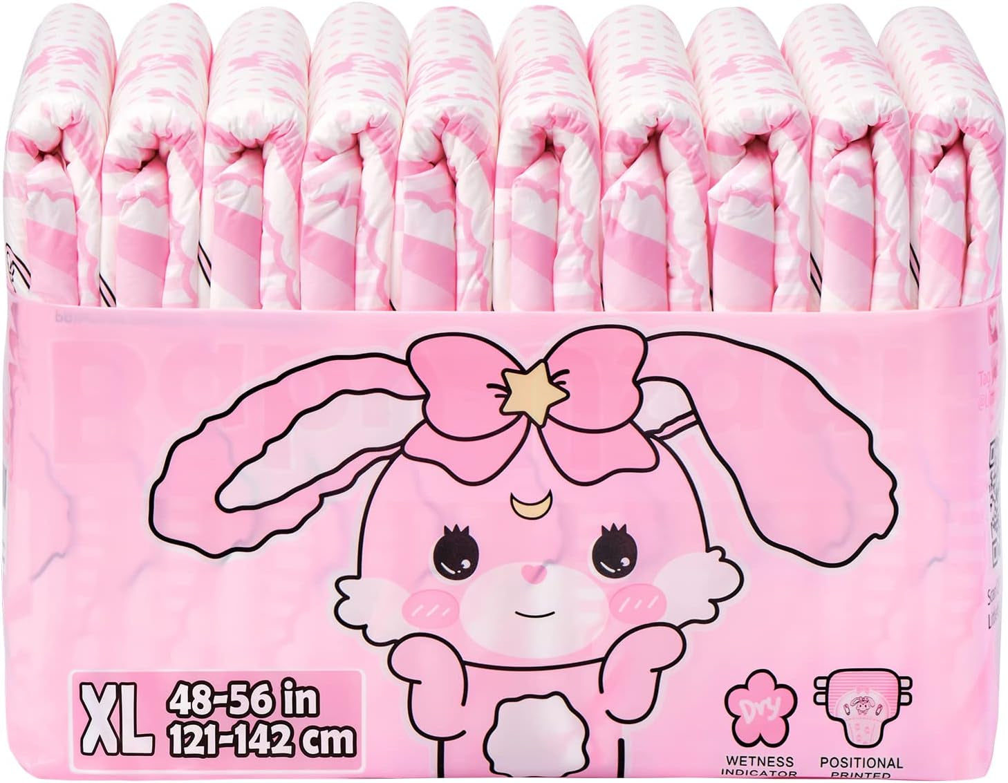 Pañales estampados para adultos 5500-5800 ml, 10 piezas - Baby Usagi (XL)