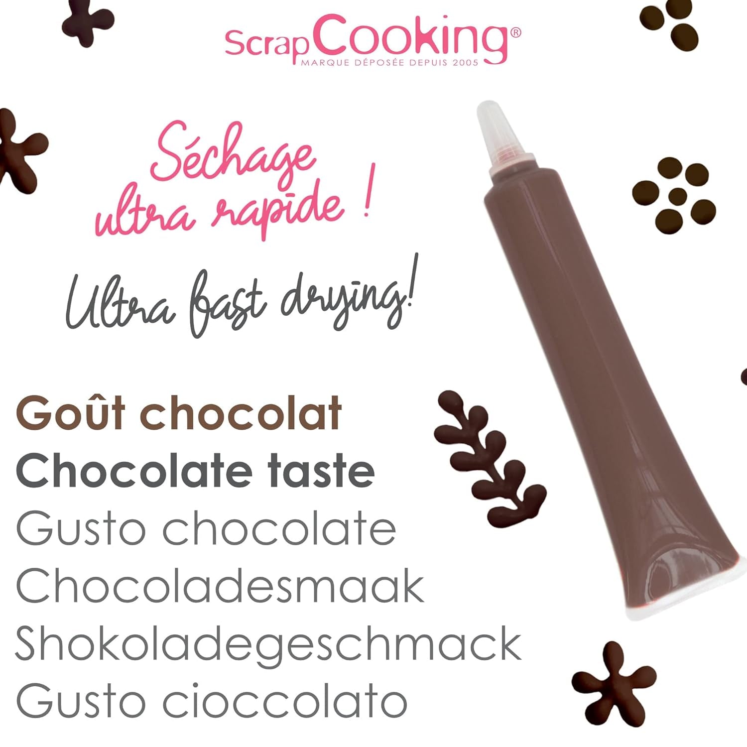 Scrapcooking - Bolígrafo de chocolate marrón - Azúcar de chocolate para escribir 25 g - Bolígrafo de azúcar decorativo comestible - Escritura y dibujo - Etiquetar fondant, glaseado, pasteles - 6801