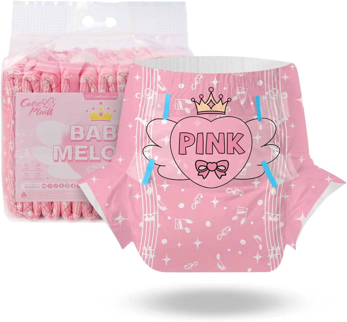 CutiePlusU Pañales para Adultos, 10 Piezas, Braguitas Desechables para Incontinencia con Sábana para Mujeres y Hombres, Máxima Absorbencia Durante la Noche - Little Princess (Tamaño Grande 94-119cm)