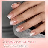 Juego de 240 uñas postizas cortas – Uñas postizas artificiales naturales cortas para pegar – Uñas artificiales degradadas desnudas para extensiones de uñas en caja (degradado desnuda)