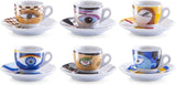 Zeller 26510 Juego de tazas de café expreso, 12 piezas, Magic Eyes, blanco
