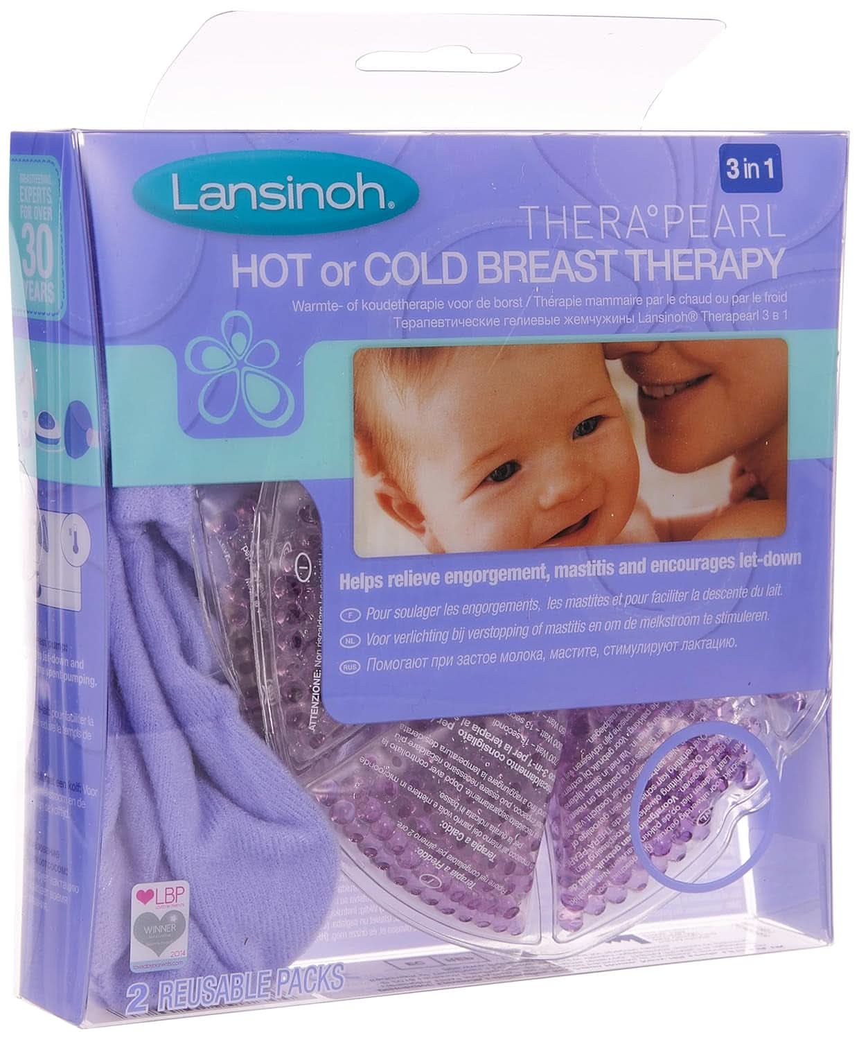 Lansinoh Therapearl Terapia Mamaria 3 en 1 para Mamás Lactantes, Terapia de Frío y Calor, Ayuda a Aliviar la Congestión, Mastitis y Conductos Obstruidos, Alimentos Reutilizables y Accesorios Lactancia Bebe Naty Shop
