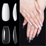 200 puntas de uñas postizas, 10 tamaños de uñas artificiales acrílicas con empujador de cutículas y caja transparente para mujeres y niñas (naturales y transparentes)