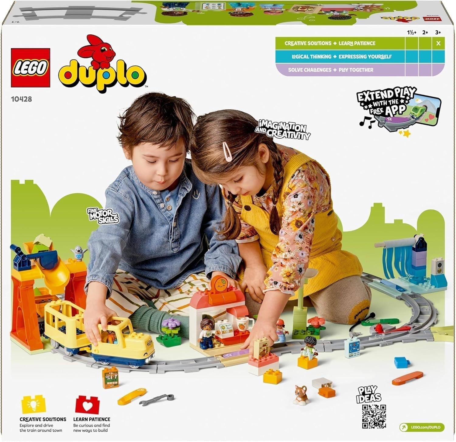 LEGO DUPLO Town Gran ferrocarril interactivo, juguete de construcción para niños pequeños a partir de 3 años, locomotora Push & Go con luces y sonidos, piezas de vía, juguete educativo para preescolares 10428 Juegos de construcción Beuche den LEGO-Store