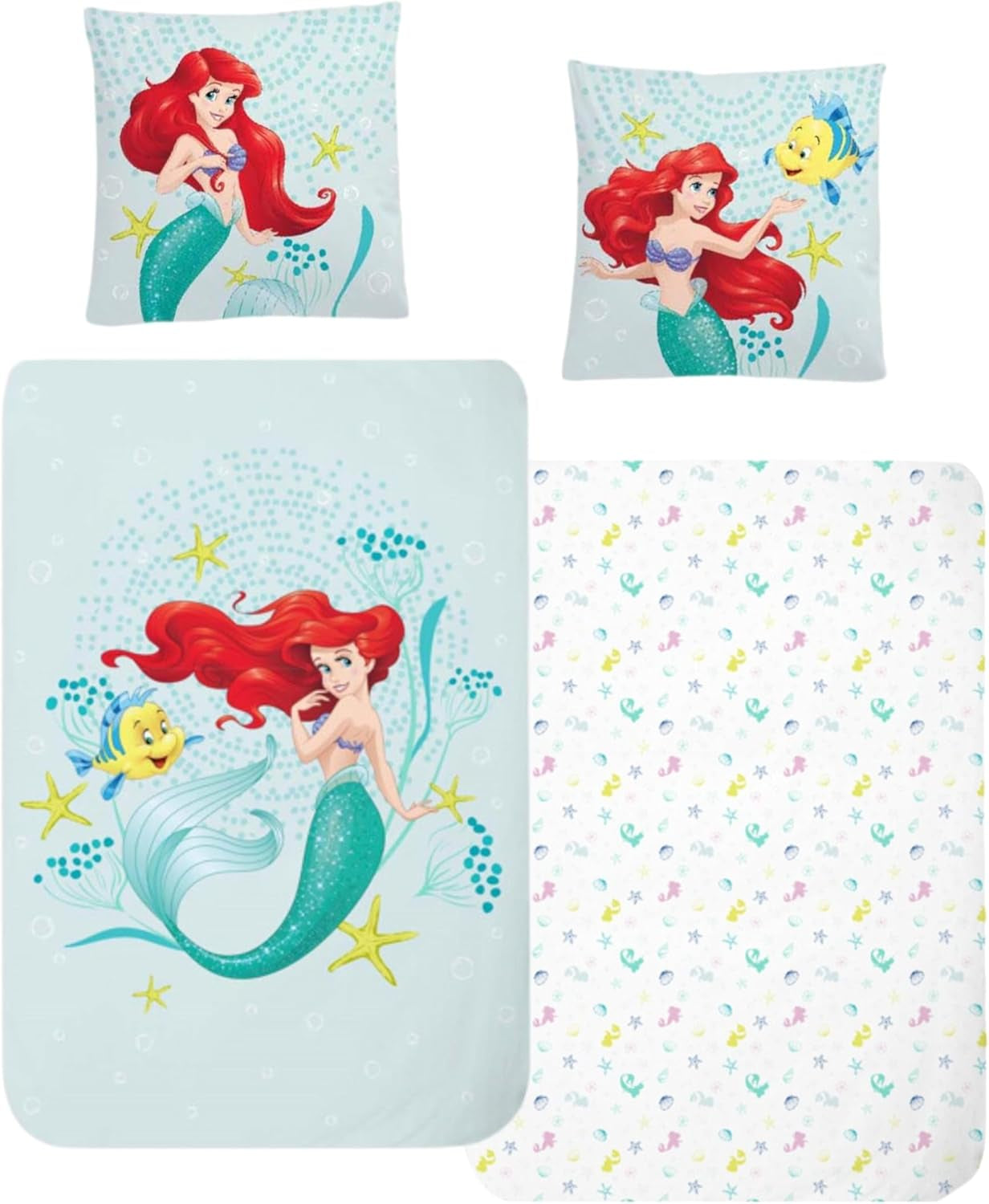 Ropa de cama infantil, varios personajes de dibujos animados, 100% algodón. Ropa de cama infantil Naty Shop Ariel