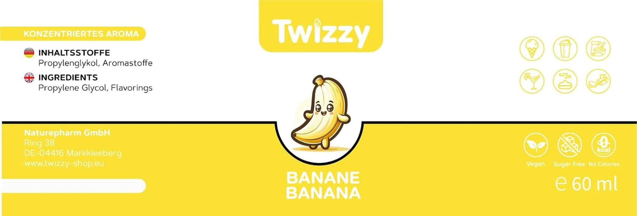 Twizzy Sabor alimentario Plátano - 60 ml - Sabor intenso - Ideal para repostería Aromas Naty Shop