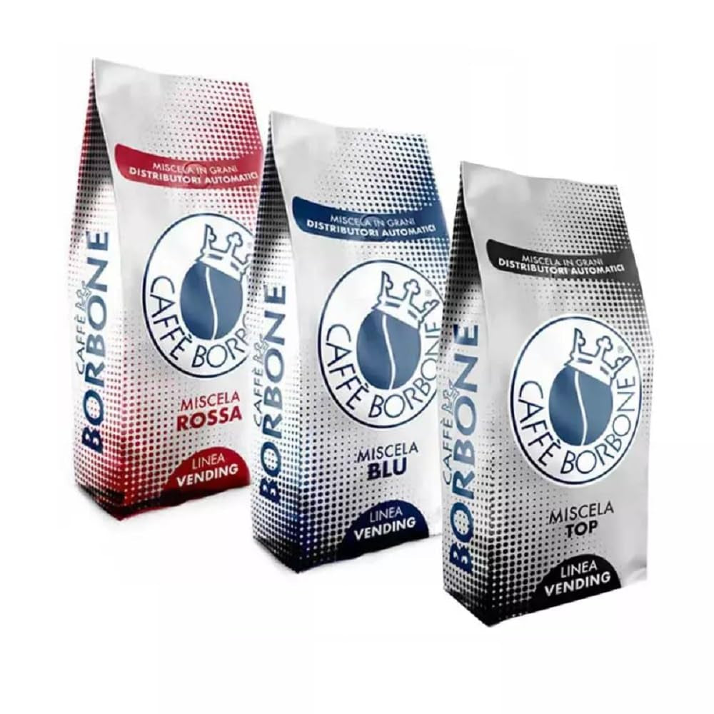 Café en grano Tris Caffè Borbone mezcla rojo, azul y top 1 kg x 3