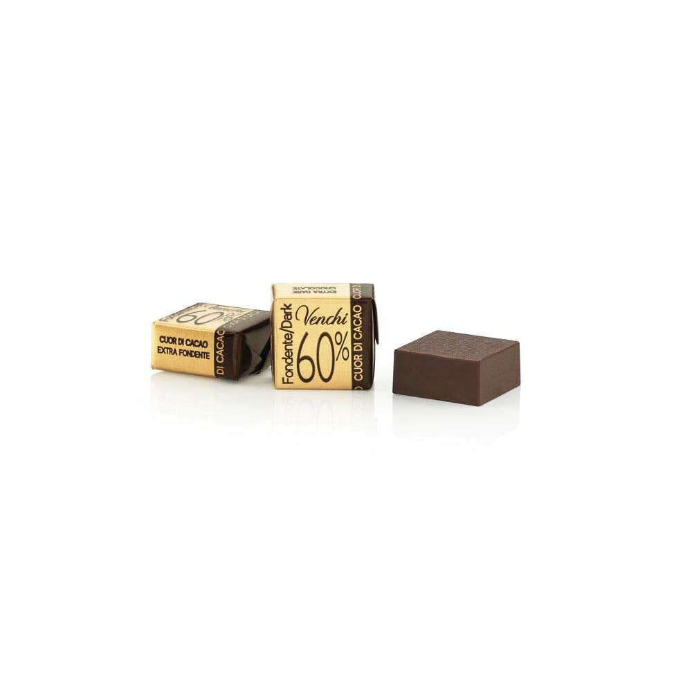 Venchi Cubotto de chocolate negro puro al 60% en paquete de 1 kg - vegano, sin gluten