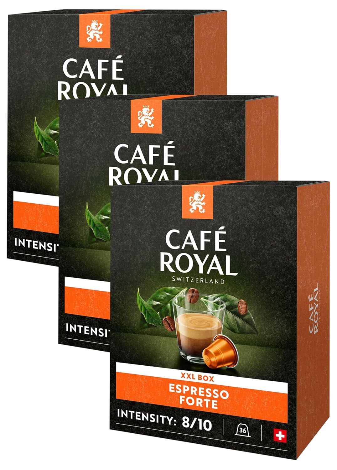 Espresso Forte 36 Kapseln para cafetera Nespresso - Intensidad 8/10 - Cafeteras certificadas UTZ en aluminio (paquete con 3)