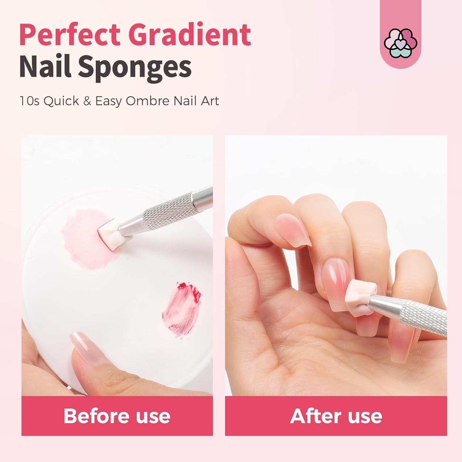 125 Nail Art Schwämme y 4 Krallen Nail Sponge Metallgreifer para Ombre y gradiente Nageldesign, Nagelkunst-Schwamm Pinsel, Maniküre Zubehör para Nägel, Nail Art Schwämme para Babyboomer Effekte DIY