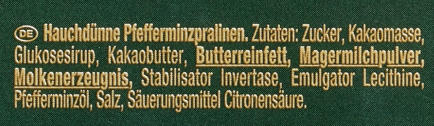 NESTLÉ AFTER EIGHT Cuadritos finos de chocolate amargo con relleno de crema de menta para conocedores Paquete de 5 (1 x 200 g)