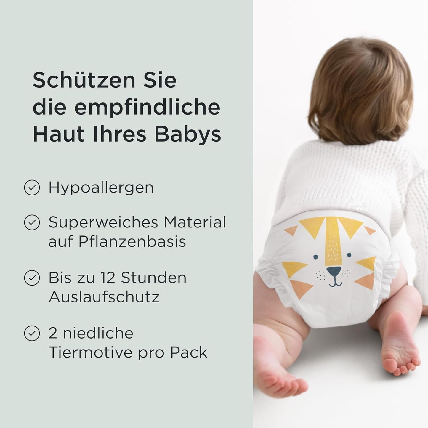 Pañales Kit & Kin Premium, tamaño 4 (9-14 kg), 128 unidades, a base de plantas e hipoalergénicos, protección confiable contra fugas, veganos y libres de crueldad