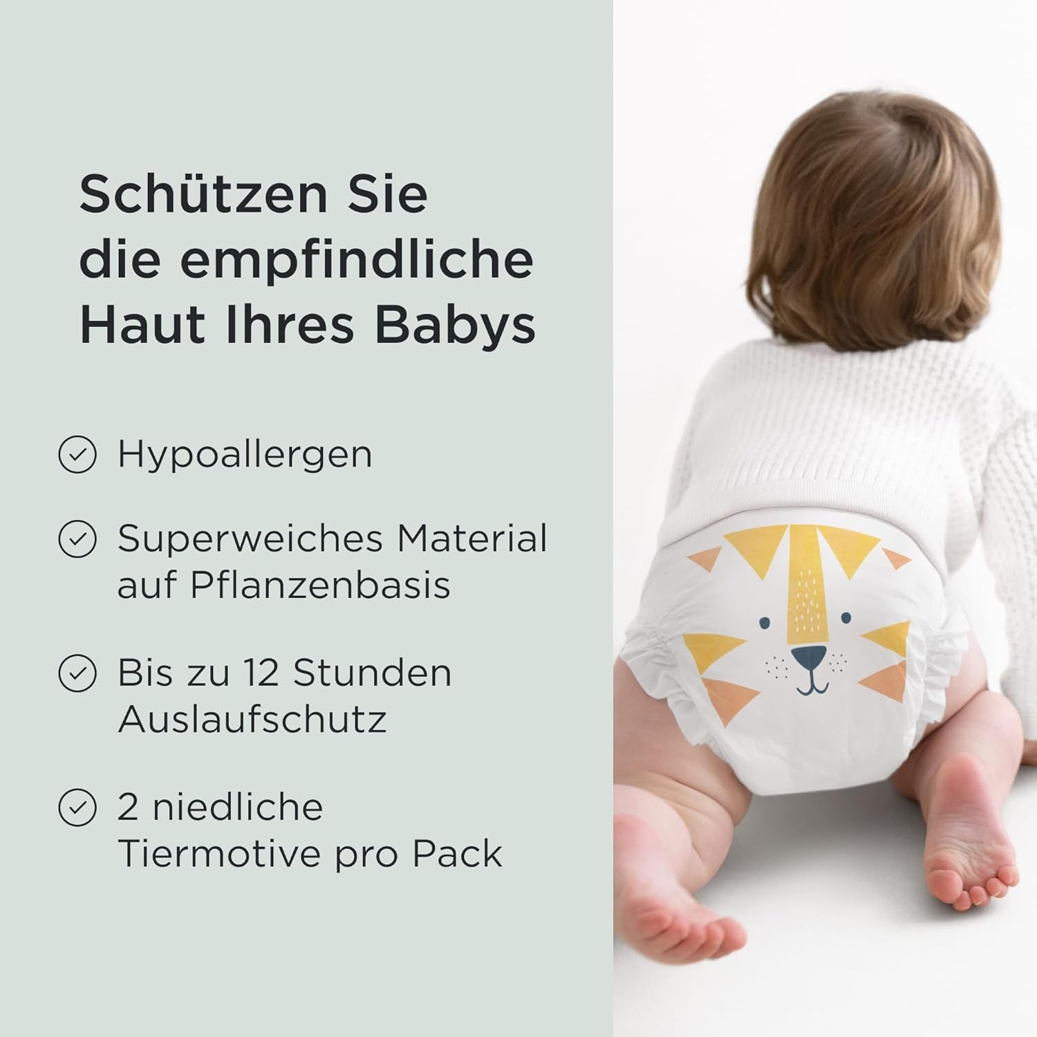 Pañales Kit & Kin Premium, tamaño 4 (9-14 kg), 128 unidades, a base de plantas e hipoalergénicos, protección confiable contra fugas, veganos y libres de crueldad