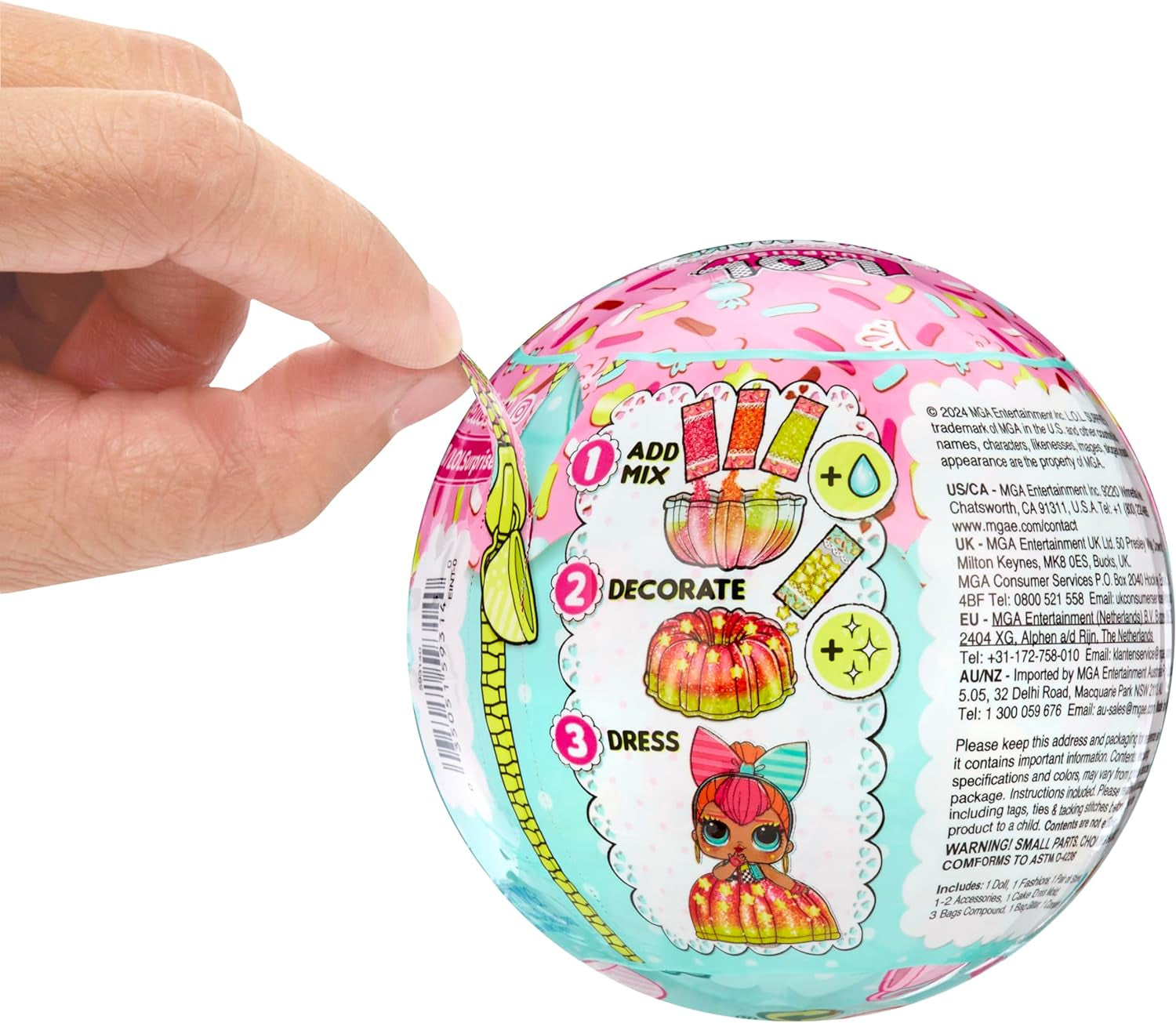 jajaja ¡Sorpresa! Mix & Make Birthday Cake Tots - Con muñeca coleccionable, vestido de pastel DIY, "hornear" y decorar el pastel, ingredientes y chispas de brillo - Muñeca con vestido de pastel - Ideal para niñas a partir de 3 años Naty Shop Dolls