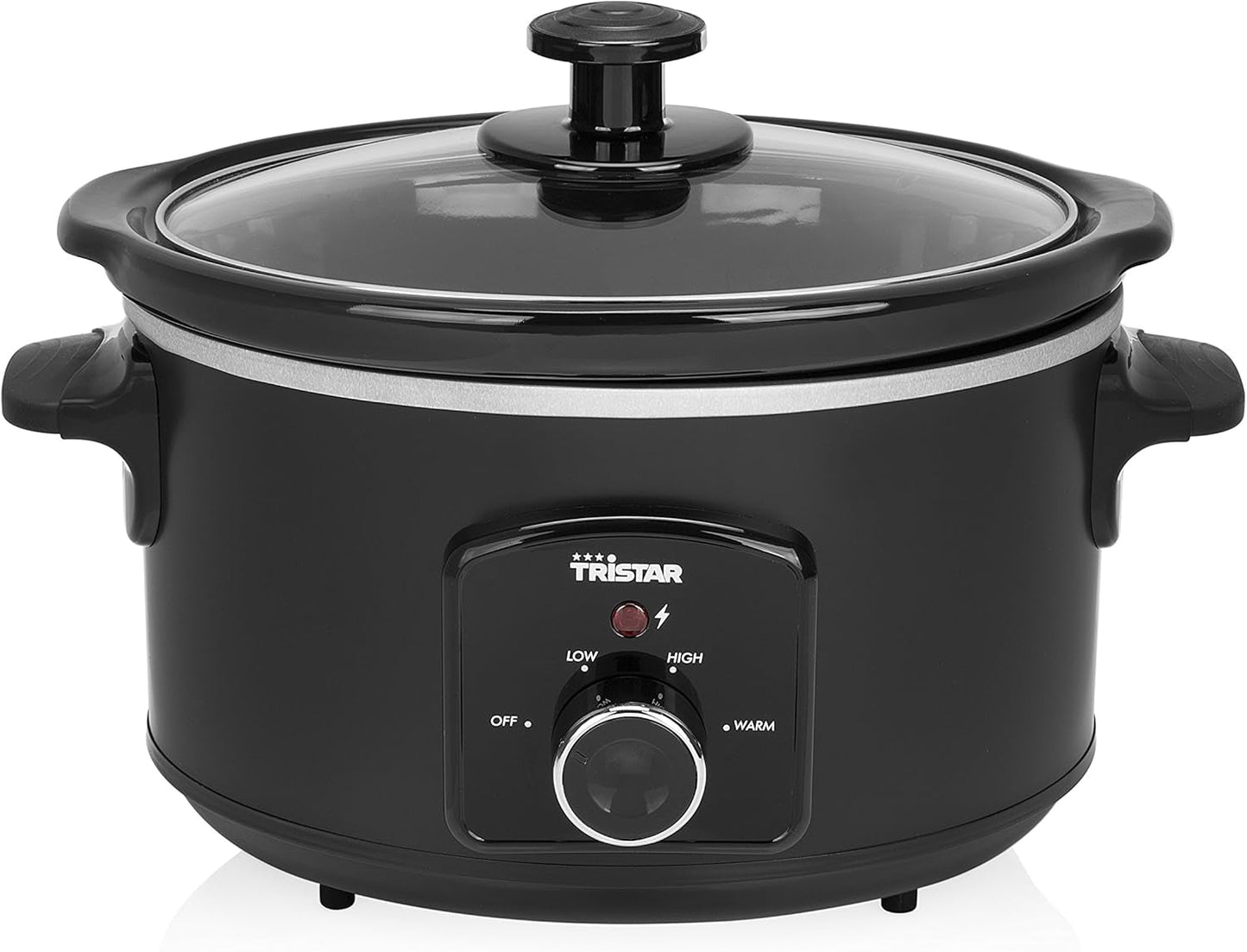 Olla de cocción lenta Tristar VS-3915, olla de cerámica de acero inoxidable con 2 niveles de calor y función mantener caliente, Olla de cocción lenta 3,5 L Naty Shop Manuelle Steuerung