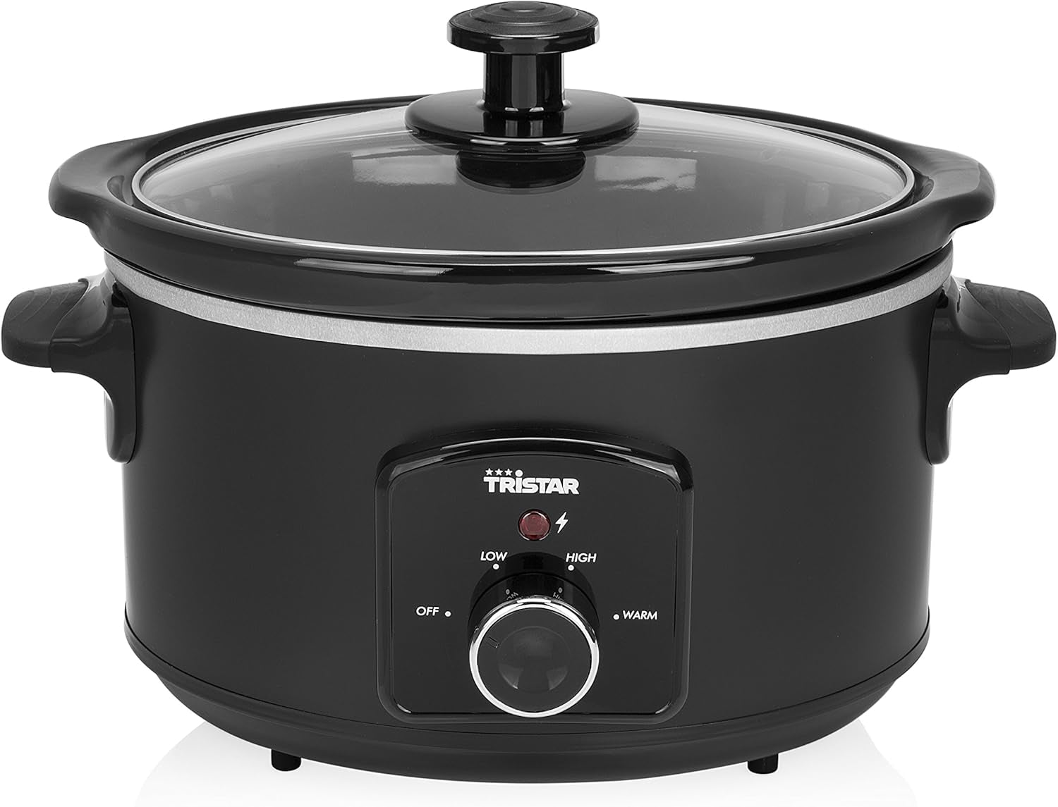 Olla de cocción lenta Tristar VS-3915, olla de cerámica de acero inoxidable con 2 niveles de calor y función mantener caliente, Olla de cocción lenta 3,5 L Naty Shop Manuelle Steuerung