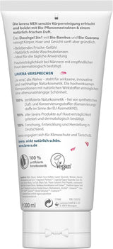 Lavera, Gel de ducha con bambú y guaraná ecológico, 3 en 1, para piel, cabello y rostro, 200 ml Ducha y baño Naty Shop