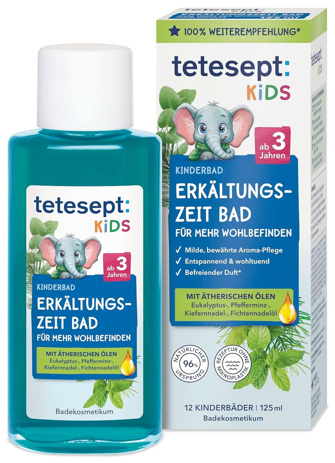 Tetesept Kids Cold Time Bath - Aditivo de baño infantil para la estación fría con 4 aceites esenciales, relajante y cálido, 125 ml Naty Shop Default Title