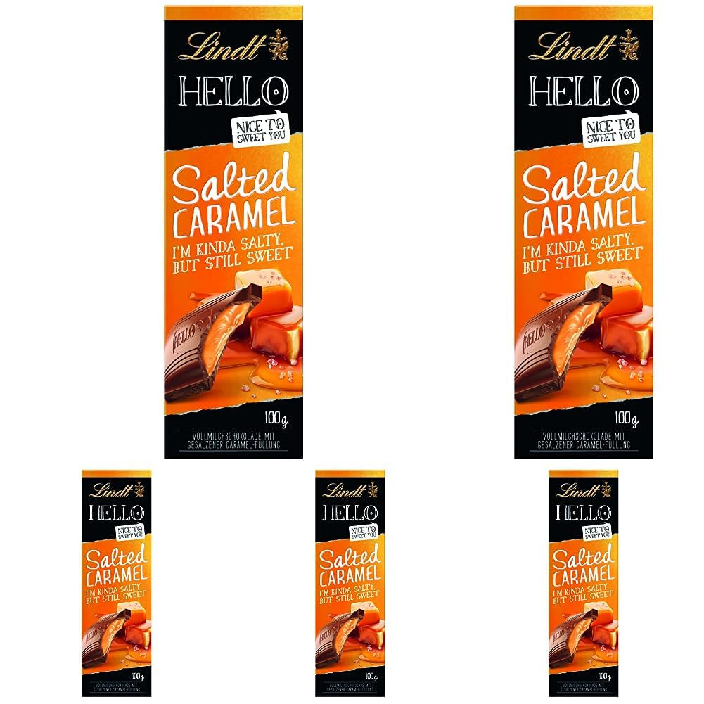 HOLA Chocolate con caramelo salado | Barra 100g | Chocolate con leche con relleno de caramelo salado | Barra de chocolate | Regalo de chocolate (paquete de 5)