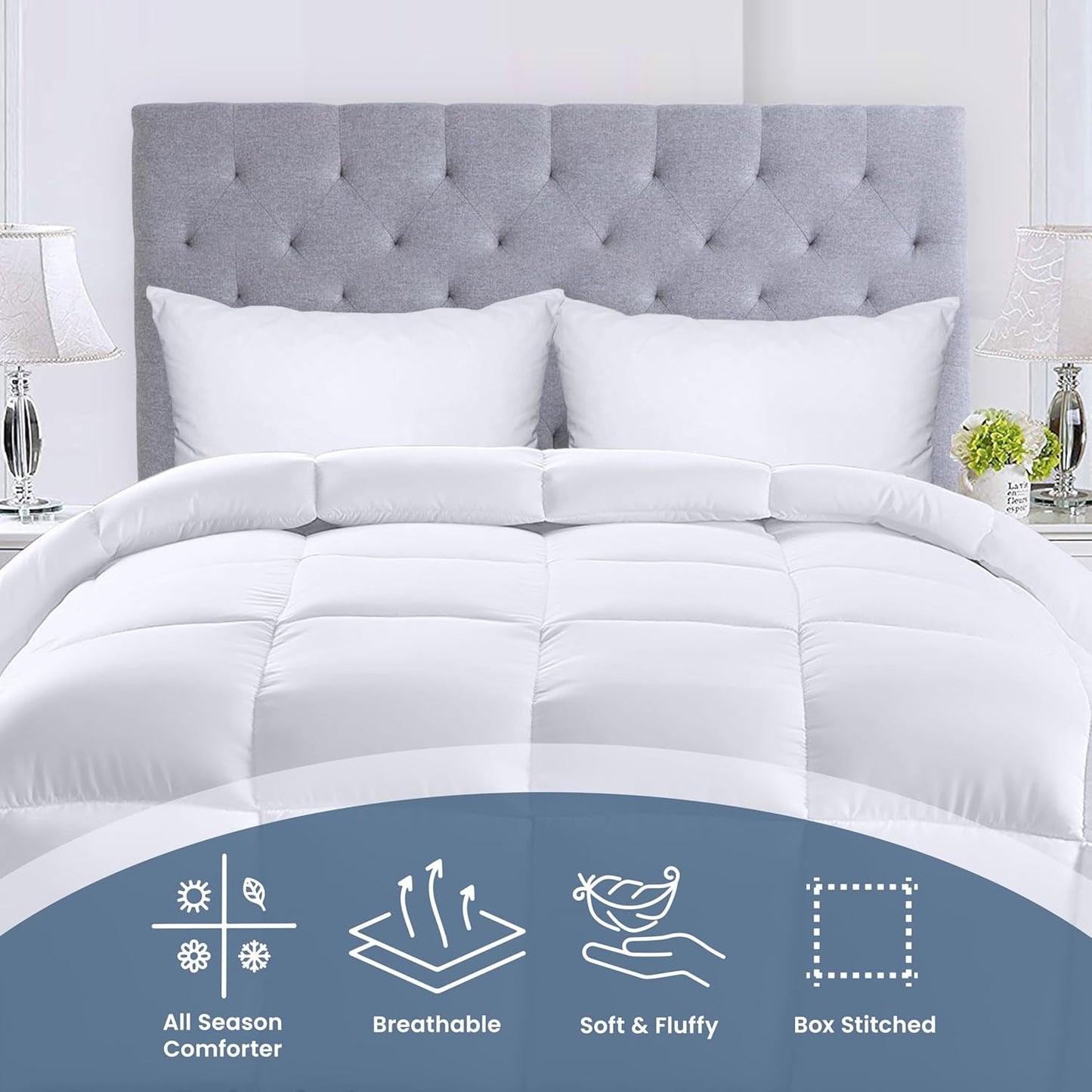 Utopia Bedding FBA_B01JPECQF8 Edredón de matrimonio, blanco, poliéster, twin Edredones y edredones Naty Shop