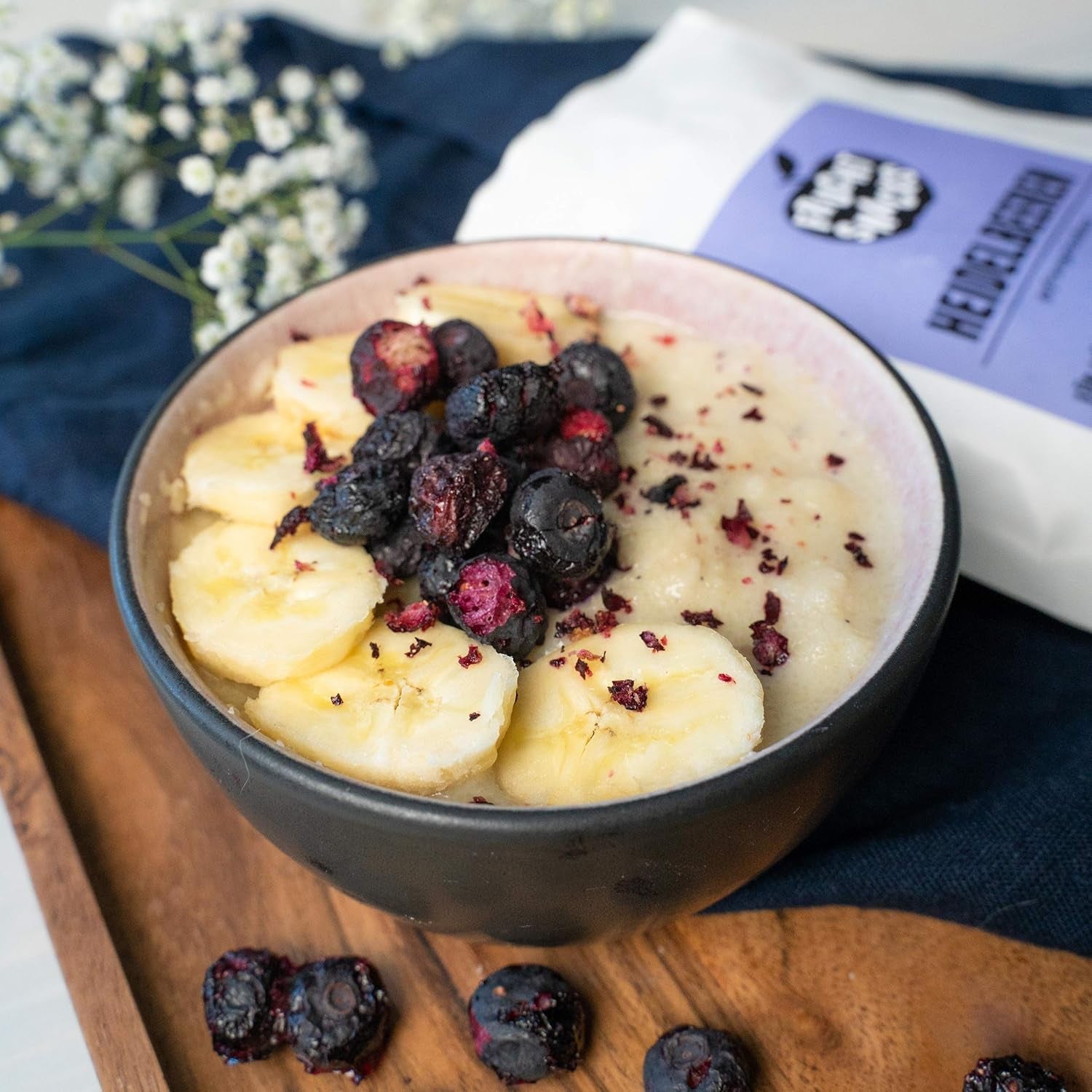 Arándanos liofilizados: 100g de arándanos cultivados secos para batidos, muesli, cobertura de gachas - frutos rojos liofilizados sin azúcares añadidos - Arándanos liofilizados NutriPur Productos deshidratados Naty Shop