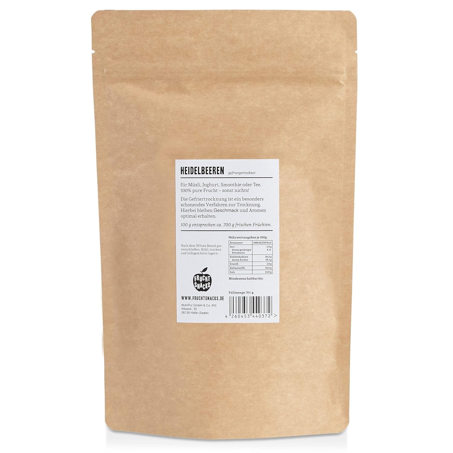 Arándanos liofilizados: 100g de arándanos cultivados secos para batidos, muesli, cobertura de gachas - frutos rojos liofilizados sin azúcares añadidos - Arándanos liofilizados NutriPur Productos deshidratados Naty Shop