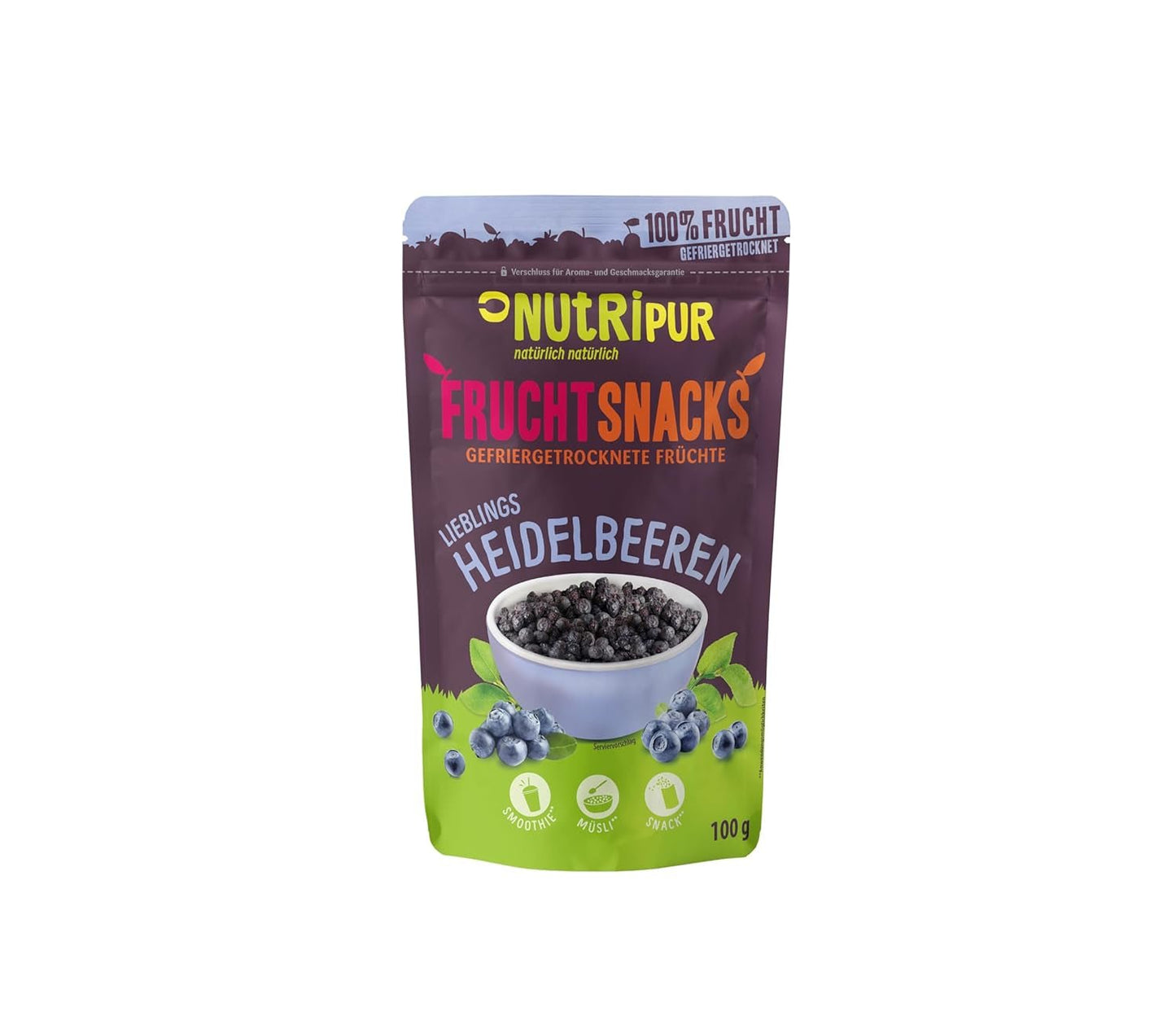 Arándanos liofilizados: 100g de arándanos cultivados secos para batidos, muesli, cobertura de gachas - frutos rojos liofilizados sin azúcares añadidos - Arándanos liofilizados NutriPur Productos deshidratados Naty Shop Default title