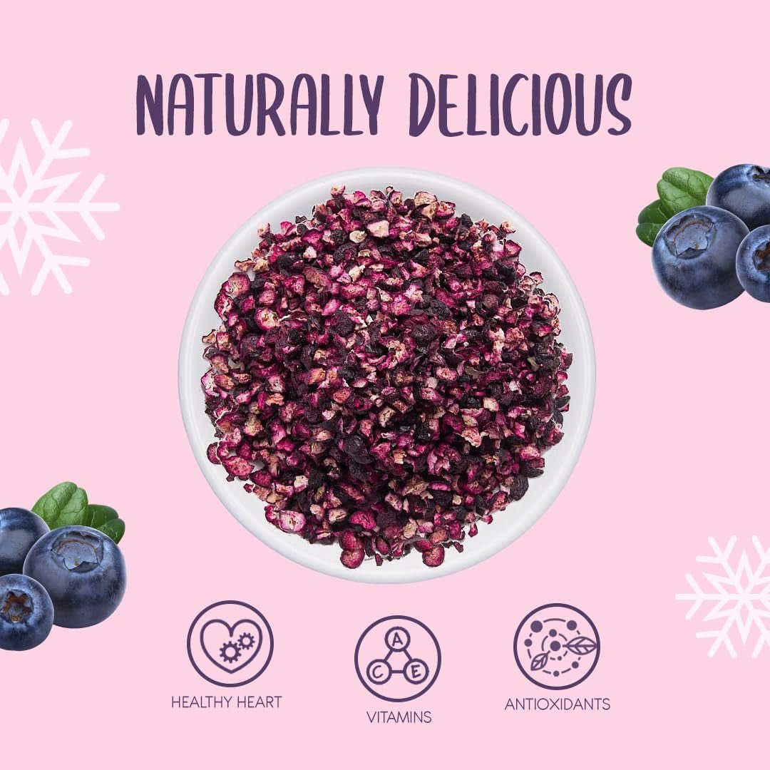 Arándanos liofilizados trozos 100g - Arándanos liofilizados - Frutas liofilizadas - Frutas liofilizadas - Perfecto para repostería, decoración de tartas, muesli y postres Productos deshidratados Naty Shop
